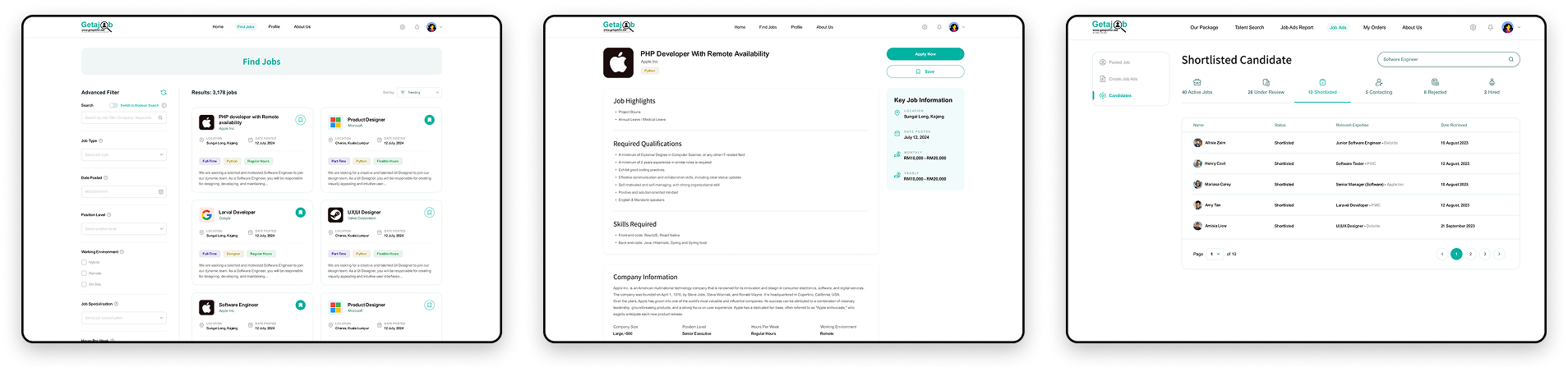 Set of tools demonstrating the full range of candidate management features in the recruitment database software.