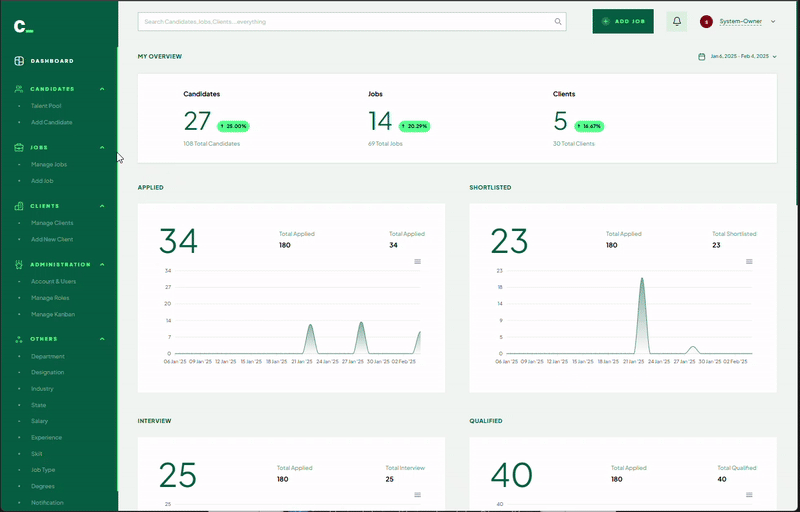 Animated GIF showcasing the automated resume parser tool functionality and speed in Candidash HR software.