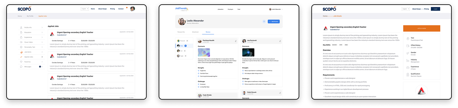 Set of tools demonstrating customizable reporting and analytics within the Recruitment CRM software.